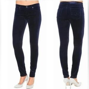 AG Adriano Goldschmied Navy Blue The Stevie Slim Straight Ankle Corduroy Pants